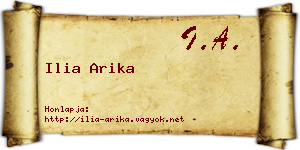 Ilia Arika névjegykártya